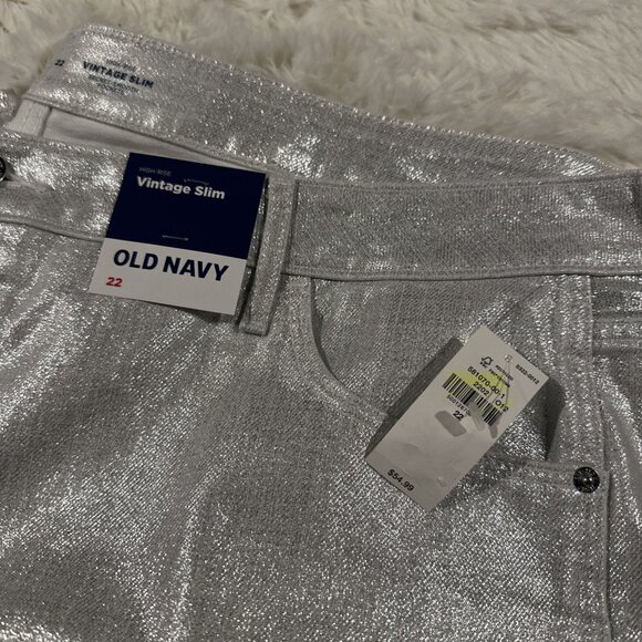 Old Navy womens NWT OG Loose Fit Jeans icicle shimmer 22 stretch - Picture 2 of 14